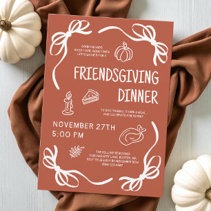 Invitation Terracotta Whimsical Main tiré Bow Friendsgiving