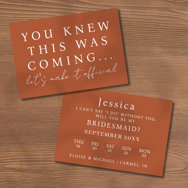 Invitation Terracotta Will You Be My Bridesmaid Proposal Card (Pop the question to your bridal party with this Will You Be My Bridesmaid Proposal Card! )
