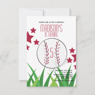 Invitation Terrain de Baseball Anniversaire Étoiles Tout Âge 