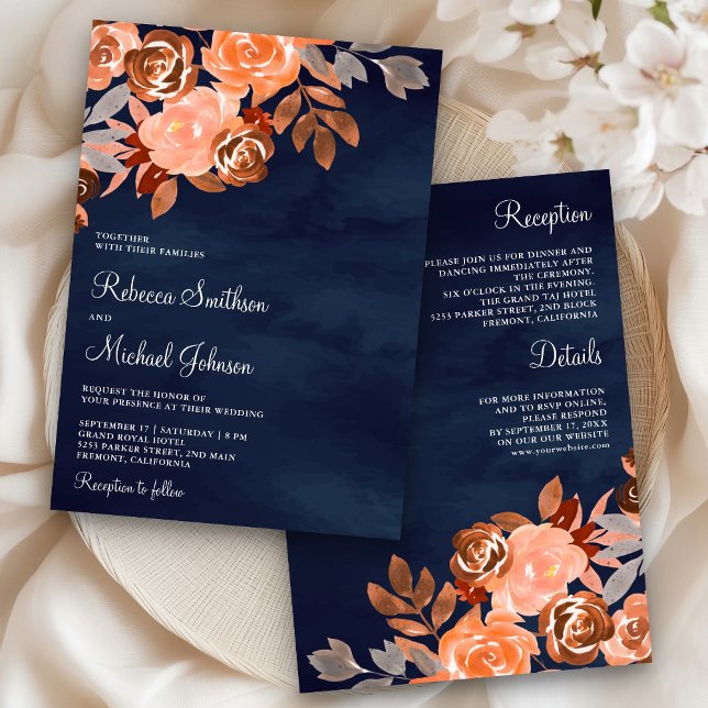 Invitation Terrain en terre cuite Floral tout en un Mariage d (Créateur téléchargé)