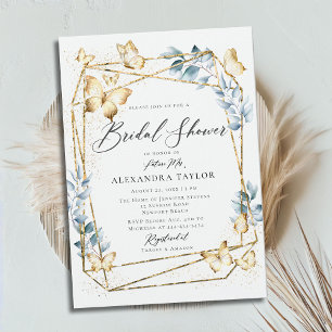 Invitation Terrarium Cadre géométrique Fête des mariées Bleu 