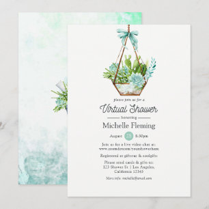 Invitation Terrarium en verre menthe pour Baby Shower ou mari