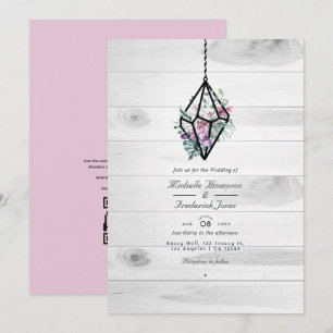 Invitation Terrarium Floral Rustique Code QR Mariage Jardin