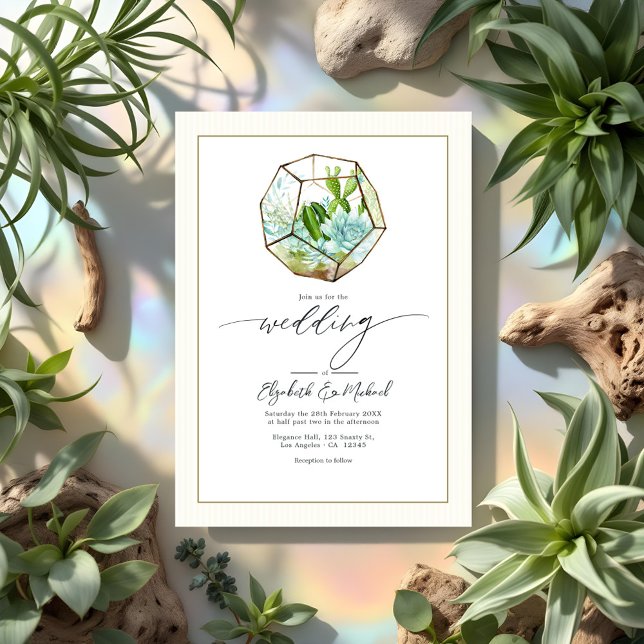 Invitation Terrarium Garden Wedding Photo et QR Code (Terrarium Garden Wedding Photo and QR Code Invitation)