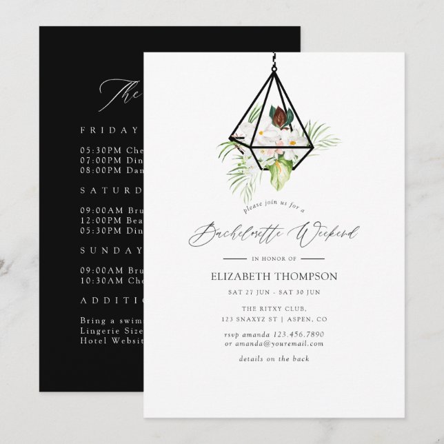 Invitation Terrarium géométrique Floral Bachelorette Week-end (Devant / Derrière)