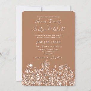 Invitation Terre Cuite de Désert Fleur Sauvage Mariage Casual