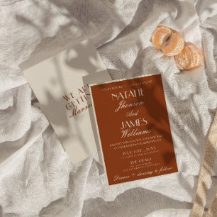 Invitation Terre Cuite Orange Brûlé Vieille Fortune Mariage É