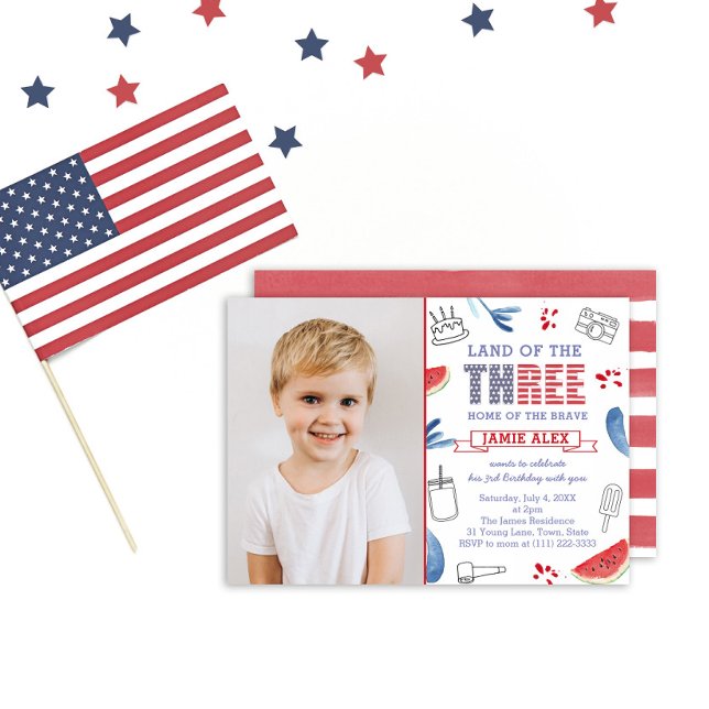 Invitation Terre Des Trois 3ème Anniversaire Photo De Fête (Créateur téléchargé)