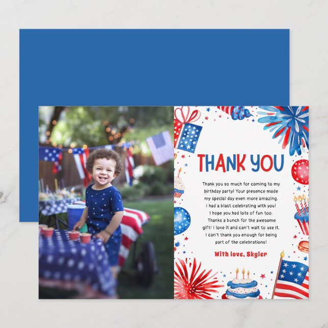 Invitation Terre des Trois 4 juillet Merci d'anniversaire (Devant / Derrière)