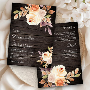 Invitation Terre Dusty Pêcher Floral tout en un Mariage de bo