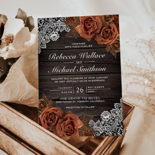 Invitation Terre Rustique Bois Terracotta Poussiéreuse Rose M