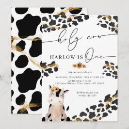 Invitation Terre Sainte Vache ferme tournesol premier anniver