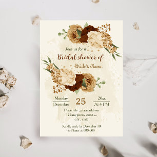 Invitation terre terre cuite tonalité fleurie douche nuptiale