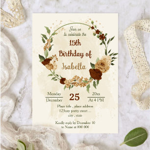 Invitation terre terre terre terre ton anniversaire fleuri