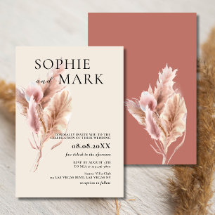 Invitation Terre Tone Minimaliste Pampas Grass Rustique Boho