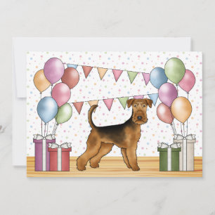 Invitation Terrier Airedale Dessin Animé Chien Coloré Anniver