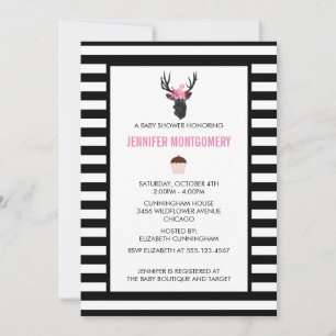 Invitation Tête de cerf géométrique avec Baby shower de couro