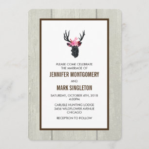 Invitation Tête de cerf géométrique avec Mariage rustique de