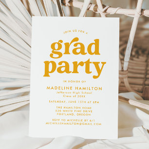 Invitation Tête de graduation en typographie jaune gras