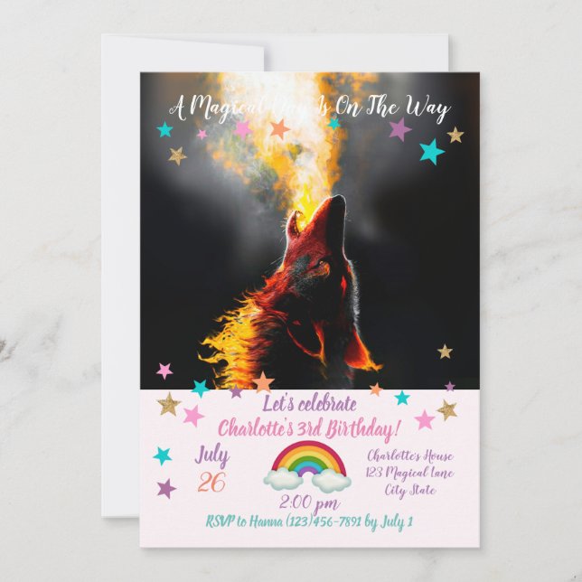 Invitation Tête du loup de feu agressif (Devant)