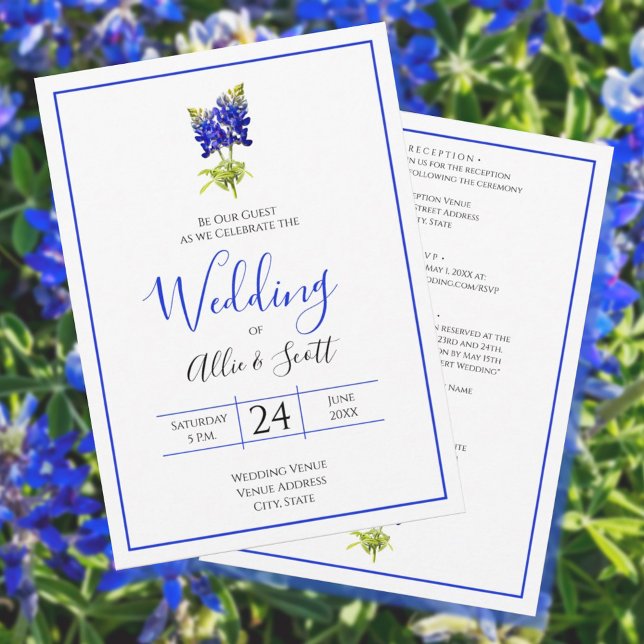 Invitation Texas Bluebonnet Flowers, Mariage moderne (Créateur téléchargé)