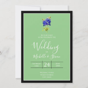 Invitation Texas Bluebonnets sur Sage, mariage du printemps