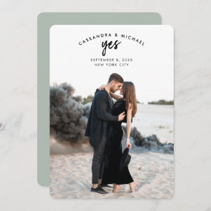 Invitation Texte Arché Photo Sage Mariage vert Enregistrer la