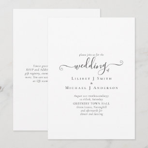 Invitation Texte blanc classique uniquement Mariage ou autre 