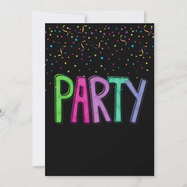 Invitation Texte de fête d'anniversaire et Confetti (Devant)