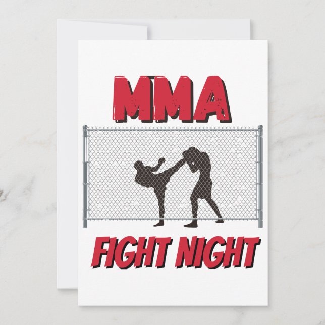 Invitation Texte de nuit de combat mixed martial art et Silho (Devant)
