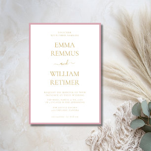 Invitation Texte Doré Rose Poussiéreuse Vieille Fortune Maria