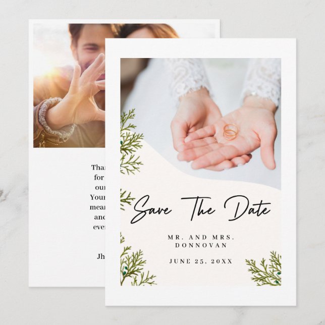 Invitation Texte et photo simple et élégant | MERCI MARIAGE (Devant / Derrière)