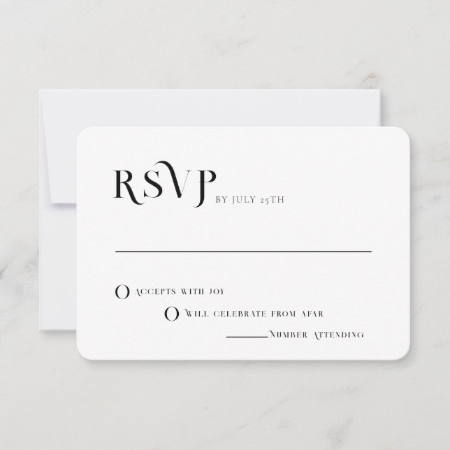 Invitation Texte Gras Noir et Blanc Chic Mariage moderne RSVP (Devant)