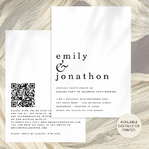 Invitation Texte minimaliste Code QR Mariage soirée
