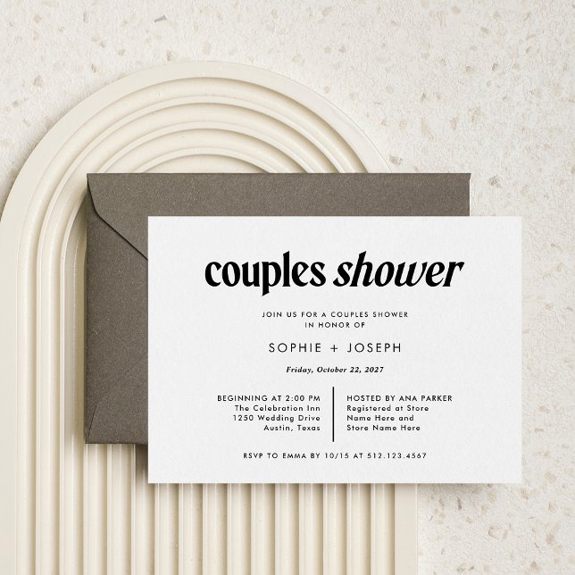 Invitation Texte moderne | Douche Couples Noir et Blanc (Créateur téléchargé)