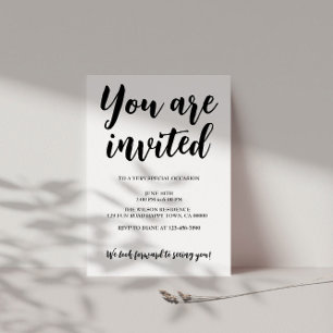 Invitation Texte noir pour fête générale monochrome moderne
