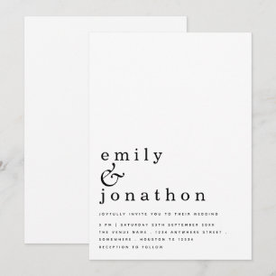Invitation Texte simple contemporain noir blanc Mariage