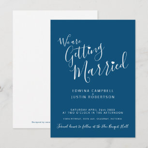 Invitation Texte simple et bleu coeur mariage blanc invite