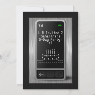 Invitation Texter Téléphone cellulaire Ado Anniversaire Invit