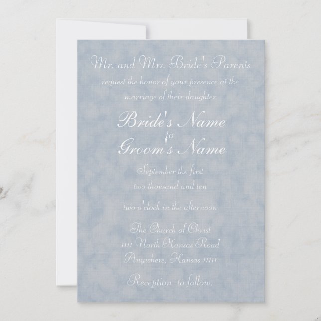 Invitation Texture Bleue avec Verset de Mariage (Devant)