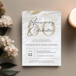 Invitation Texture de perle élégante et classique 60e anniver