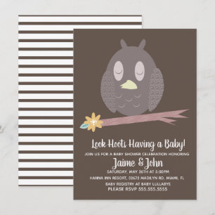Invitation Texturé Owl Woods Baby shower Révélation de genre