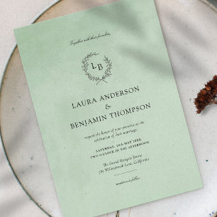 Invitation Texture Velvet de menthe Mariage élégant