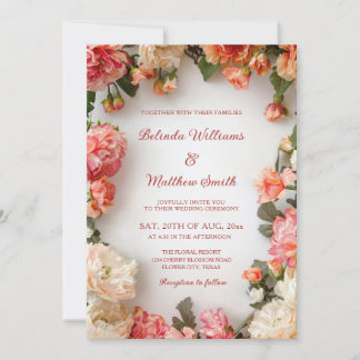 Invitation Textured Floral Wreath  Wedding