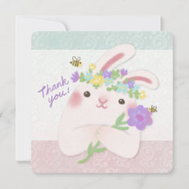 Invitation Thank You: Bunny with Flowers Illustration