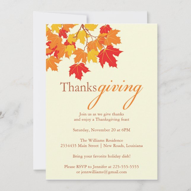 Invitation Thanksgiving (Devant)