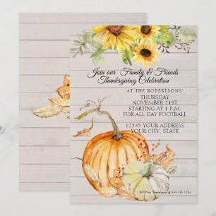 Invitation Thanksgiving automne feuille de tournesol en Citro