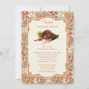 Invitation Thanksgiving Automne Harvest Fall Folid