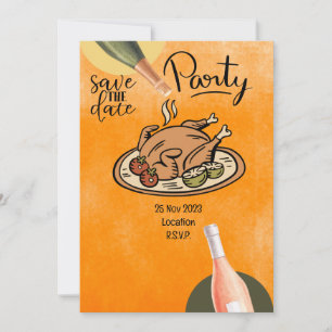 Invitation Thanksgiving avec la Turquie enregistrer la date d