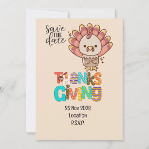 Invitation Thanksgiving avec la Turquie enregistrer la date d